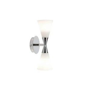 Herstal Harlekin Vägglampa Duo, Krom/Opal glas