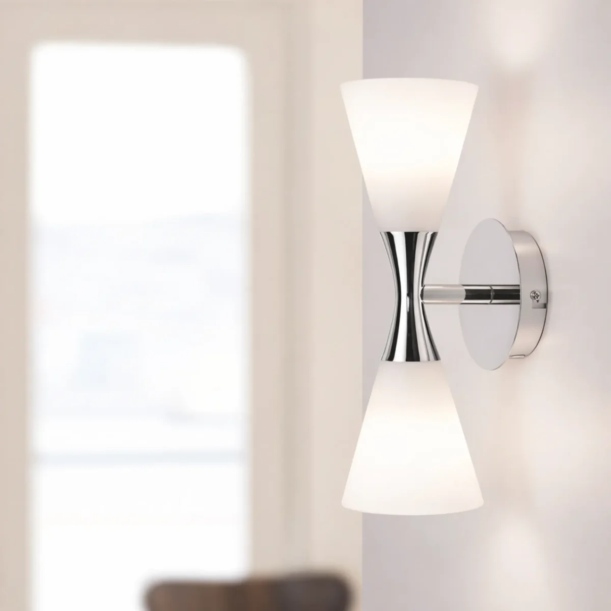 Herstal Harlekin Vägglampa Duo, Krom/Opal glas - Bild 3